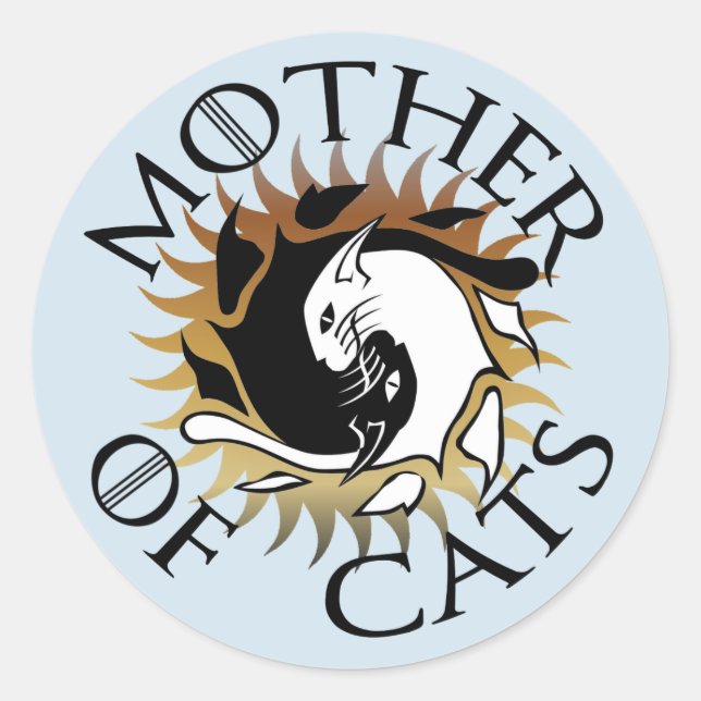 Sticker Rond Mère d'autocollant rond de chats (Devant)