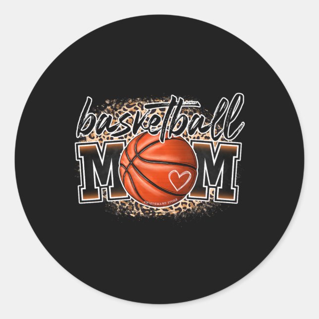 Sticker Rond Mère de basket-ball Mère Leopard Basketball Senior (Devant)