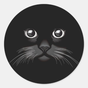 Sticker Rond Mère de chat minou folle drôle chatte noire