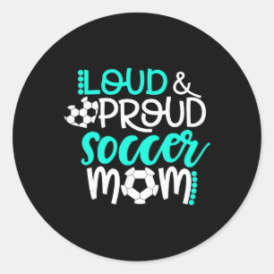 Sticker Rond Mère de footballeur fière et bruyante sarcelle et 