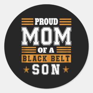 Sticker Rond Mère de karaté féminine ceinture noire fils art ma
