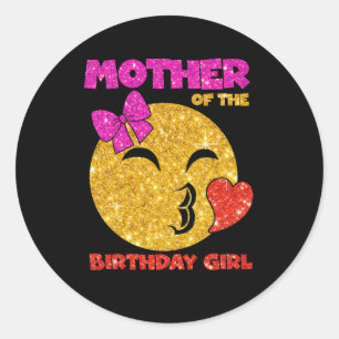 Sticker Rond Mère de l'Anniversaire Fille Emoji Pink Kiss Heart