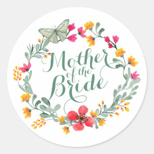 Sticker Rond Mère de l'autocollant floral élégant de mariage de