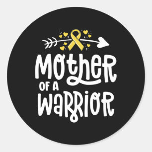 Sticker Rond Mère D'Un Guerrier Cadeau Famille Enfance Cancer U