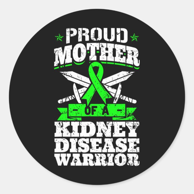 Sticker Rond Mère D'Un Guerrier De Maladie Du Rein Connaissance (Devant)
