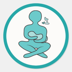 Sticker Rond Mère et bébé allaitants