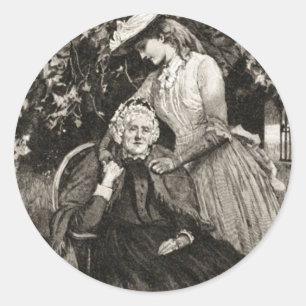 Sticker Rond Mère et fille vintage âgée