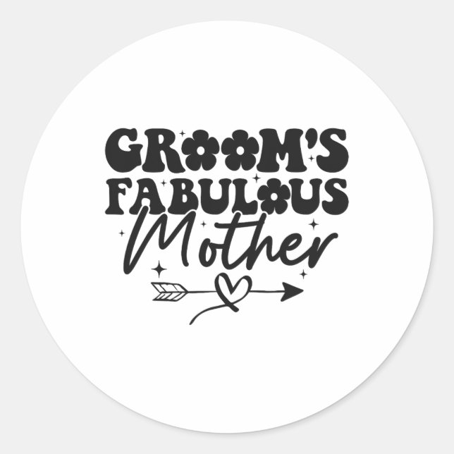 Sticker Rond Mère Fabuleuse du Marié Maman Groovy du Marié  (Devant)