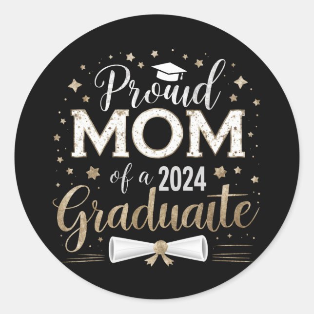 Sticker Rond Mère fière d'un senior de la promotion 2024 (Devant)