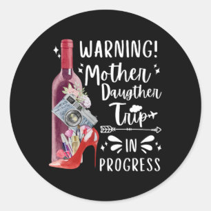 Sticker Rond Mère Fille Voyage 2025 Famille Mère Correspondant
