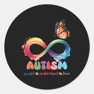 Sticker Rond Mère Fils Famille Accepter Autistique Enfants Auti