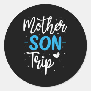 Sticker Rond Mère Fils Voyage Été Famille Vacances Voyage Crois