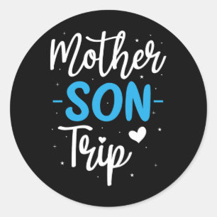 Sticker Rond Mère Fils Voyage Été Famille Vacances Voyage Crois