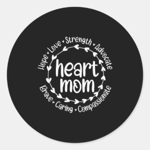 Sticker Rond Mère guerrière CHD Cœur Maman Maladie cardiaque co