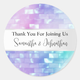 Sticker Rond Mère Iridescente perle disco balle merci