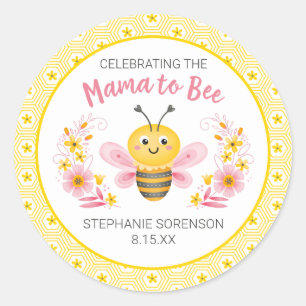 Sticker Rond Mère jaune mignonne à être Baby shower classique r
