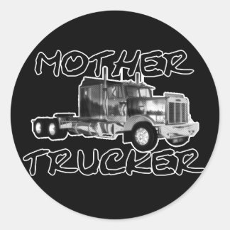 STICKER ROND MÈRE TRUCKER - NOIR & BLANC