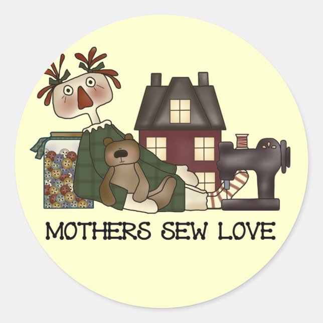 Sticker Rond Mères Sew Love T-shirts et cadeaux (Devant)