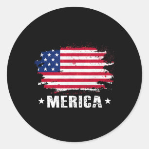 Sticker Rond Merica 4 juillet Drapeau américain Patriotique