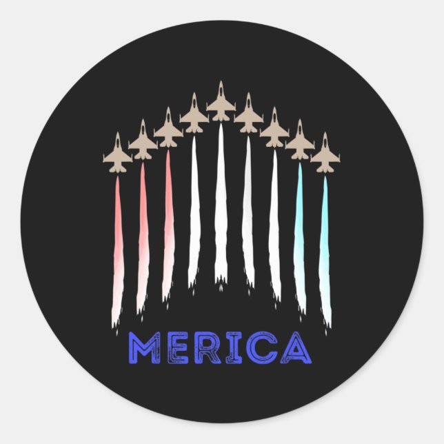 Sticker Rond Merica America Jet Flag Trump Patriot Vétérinaire  (Devant)