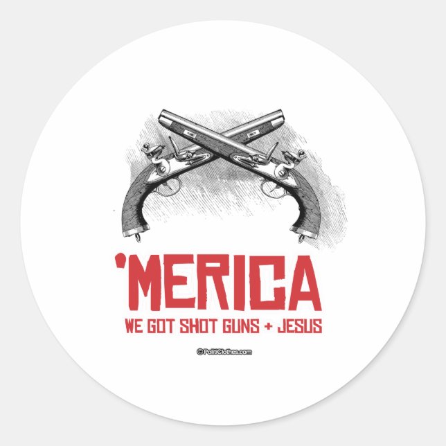 Sticker Rond 'Merica - Armes et Jésus (Devant)