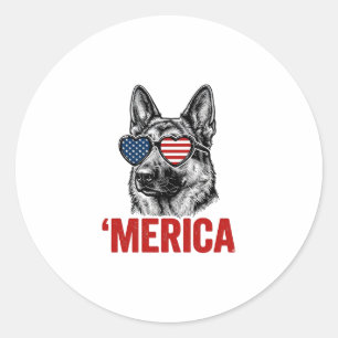 Sticker Rond Merica Berger Allemand Drapeau Lunettes de Soleil