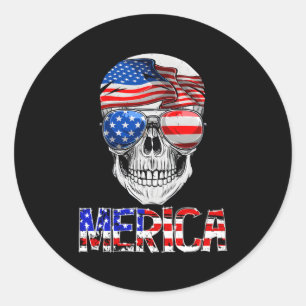 Sticker Rond Merica Crull 4 juillet Drapeau américain Patriotiq