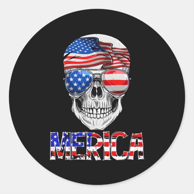 Sticker Rond Merica Crull 4 juillet Drapeau américain Patriotiq (Devant)