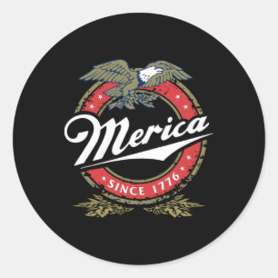 Sticker Rond Merica depuis 17761 Aigle Ld Américain Mulle Stars