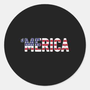 Sticker Rond Merica - Drapeau patriotique États-Unis Amérique