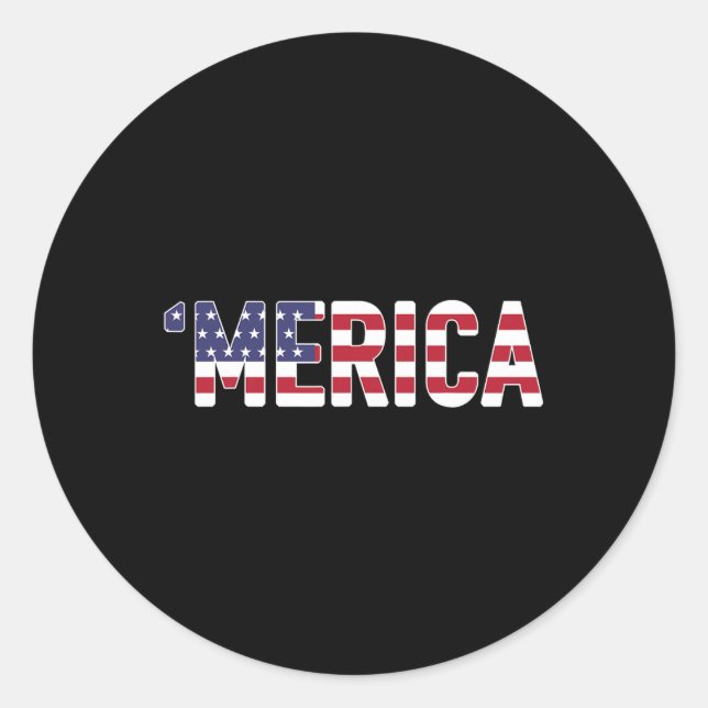 Sticker Rond Merica - Drapeau patriotique États-Unis Amérique (Devant)