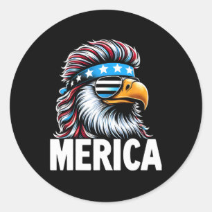Sticker Rond Merica Eagle Mullet Sungles États-Unis Drapeau amé