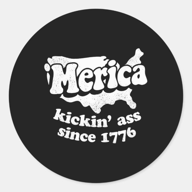 Sticker Rond Merica Kickin' depuis 1776 (Devant)