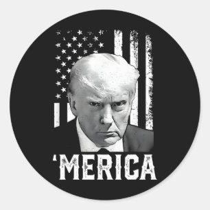 Sticker Rond Merica Trump 4 juillet heureux Trump Drapeau améri