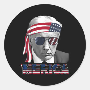 Sticker Rond Merica Trump 4 juillet heureux Trump Drapeau améri
