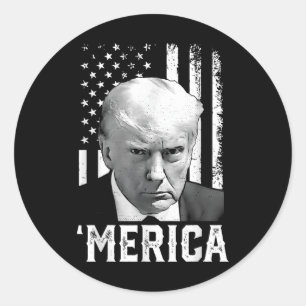 Sticker Rond Merica Trump 4 juillet heureux Trump Drapeau améri