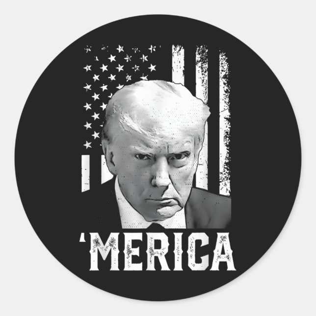 Sticker Rond Merica Trump 4 juillet heureux Trump Drapeau améri (Devant)