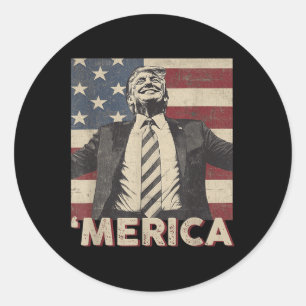Sticker Rond Merica Trump Drapeau américain 4 juillet Patriote