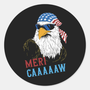 Sticker Rond Mericaaaaw Eagle Mullet 4 juillet États-Unis
