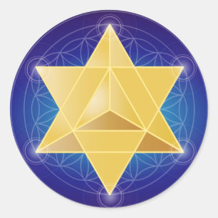 Sticker Rond Merkaba avec Fleur de vie