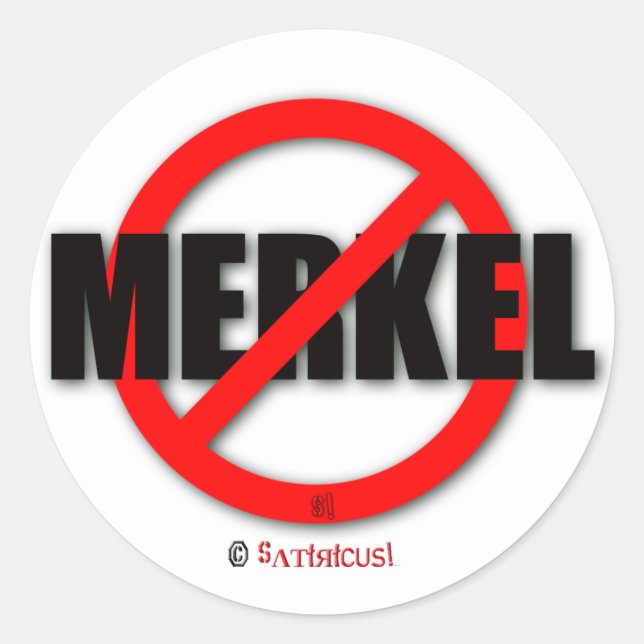 Sticker Rond Merkel DOIT partir ! (Devant)