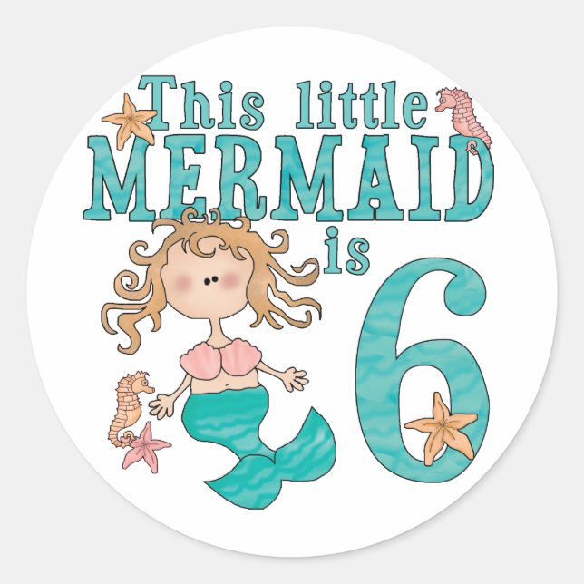 Sticker Rond Mermaid 6e anniversaire (Devant)
