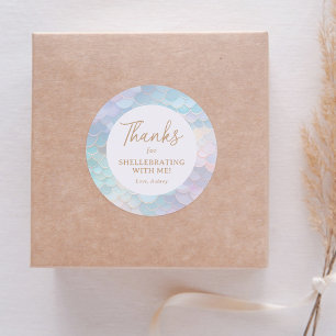 Sticker Rond Mermaid Birthday Merci pour Shellebring