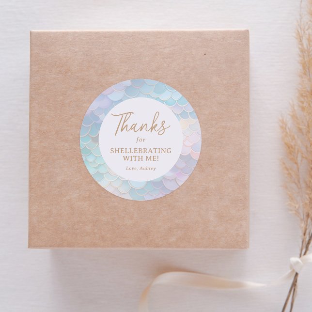 Sticker Rond Mermaid Birthday Merci pour Shellebring (Créateur téléchargé)