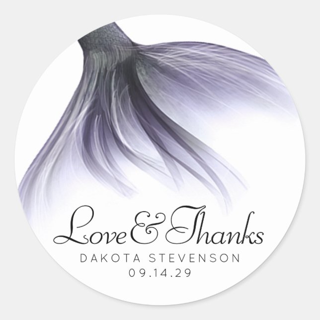Sticker Rond Mermaid Chic Tail | Lavande Merci violet (Devant)