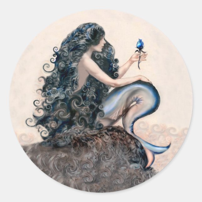 Sticker Rond Mermaid et le Rose (Devant)