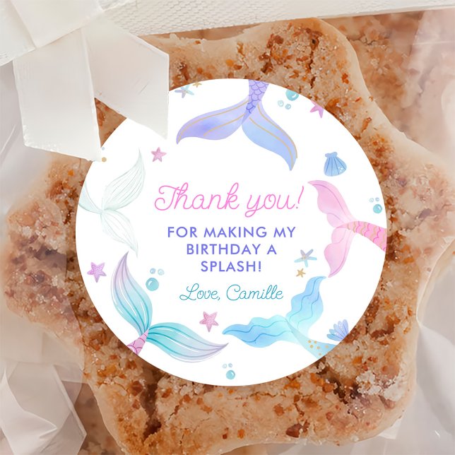 Sticker Rond Mermaid Girl 4e fête d'anniversaire (Créateur téléchargé)
