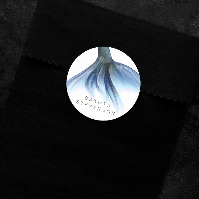 Sticker Rond Mermaid Glam Tail | Dusty Ice Blue Luster Custom (Créateur téléchargé)
