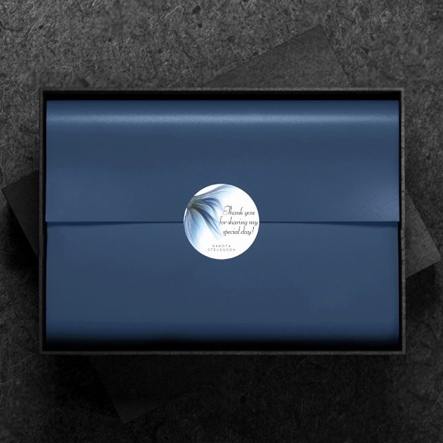 Sticker Rond Mermaid Glam Tail | Dusty Ice Blue Sheen Merci (Créateur téléchargé)