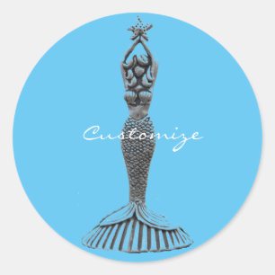 Sticker Rond Mermaid Holding Star Thunder_Cove